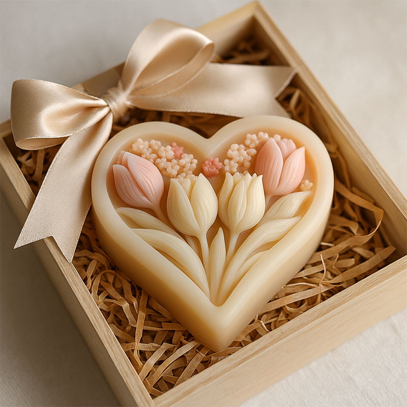 Soap Making Kit For Beginners - 3D heart-shaped tulip silicone mold with
